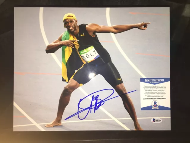 Usain Bolt Signed 2016 RIO Olympics 11x14 Photo 9 Gold Medals Jamaica Beckett