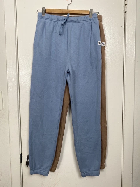 Abercrombie Kids Super Soft Sweatpants Joggers Set Of 2 Blue And Tan Size 11/12