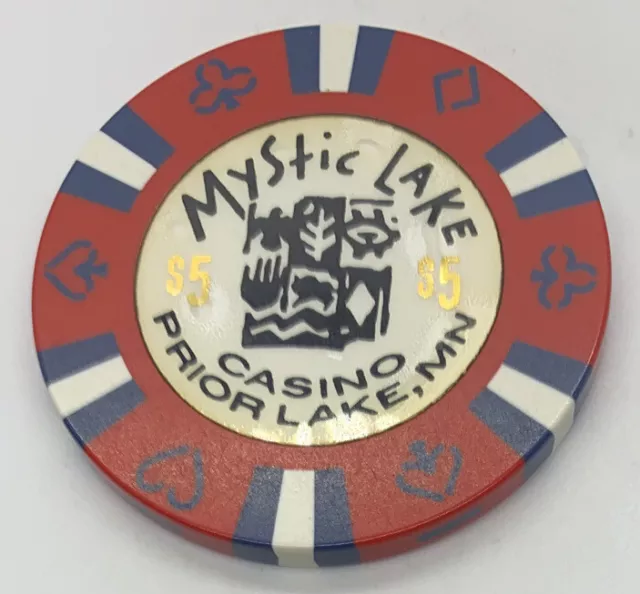 $5 Casino Chip - Mystic Lake Casino - Prior Lake, MN - White Inlay