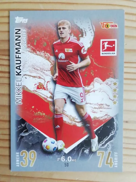 Topps 2023/2024 Match Attax Bundesliga 23/24 Nr. 50 Mikkel Kaufmann Union Berlin