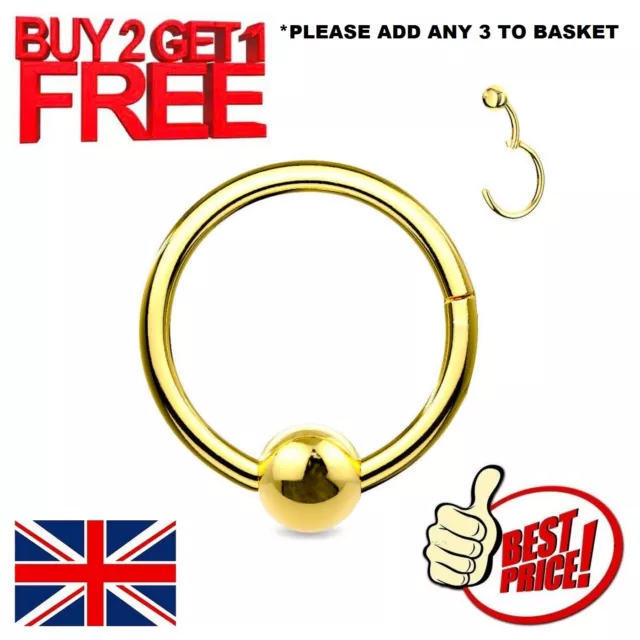 Surgical Steel Nose Ring with Ball Septum Clicker Hoop Earring Orbital Piercing