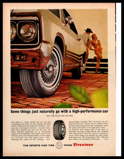 1966 Firestone Tire & Rubber Co. Super Sport 500 High Performance Tires Print Ad