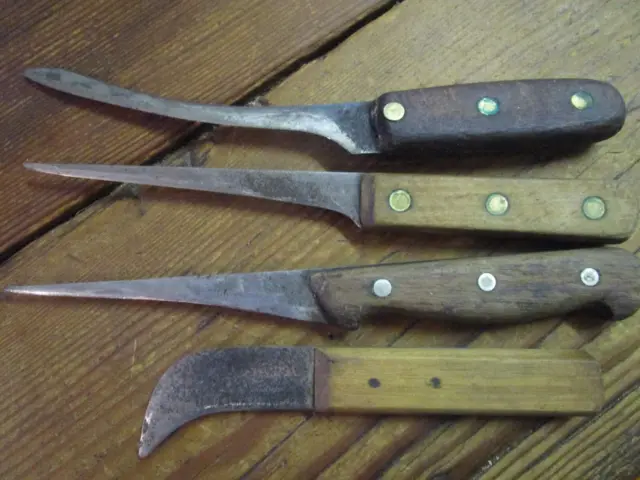 1950's Circa Butchers/Household Knives x 4 Greg Steel Australia and F. Dick.