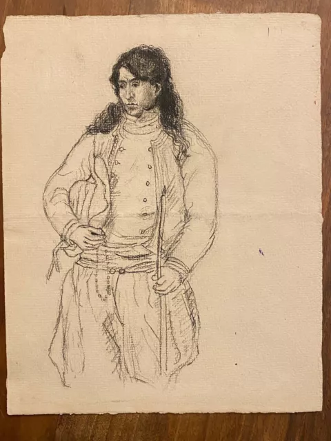 Dessin Ancien du XIX Eme siècle & Portrait Jeune Homme & École Française 2