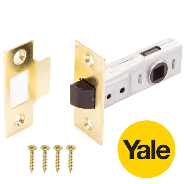 Tubular Latch Polished Brass Door Handle Mortice Catch Internal Bolt 2.5"/64mm