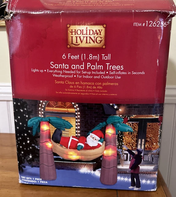 GEMMY AIRBLOWN INFLATABLE Christmas Santa in Hammock Scene Palm Trees 6