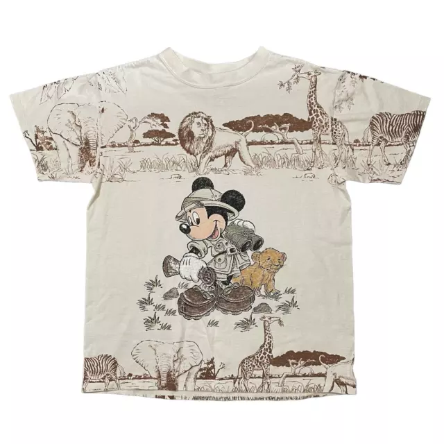 VINTAGE DISNEY WORLD Animal Kingdom Mickey Mouse Safari AOP T-Shirt USA ...