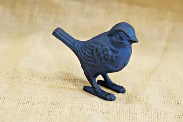 Cast Iron Blue Bird Statue Figurine Art Sculpture Garden Decor Paper Weight 2