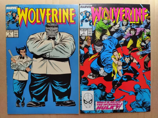 WOLVERINE 7 FN 8 VG (1989) Grey Hulk Lot Of 2 John Buscema Cover Newsstand