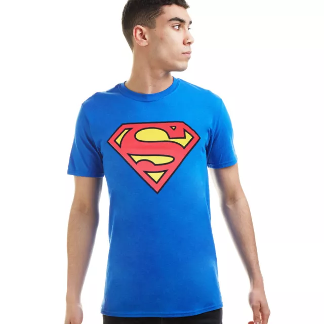 Official DC Comics Mens Superman Logo T-shirt Blue Sizes S - XXL