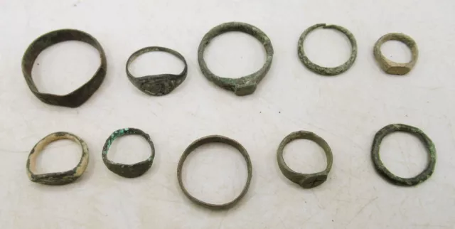 A11 Lot Of Ancient Roman To Medieval Bronze Rings Authentic Ancient Artifacts