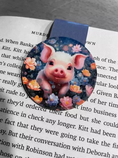 Cute Pig , Magnetic Bookmark, Page Saver, Book lover gift
