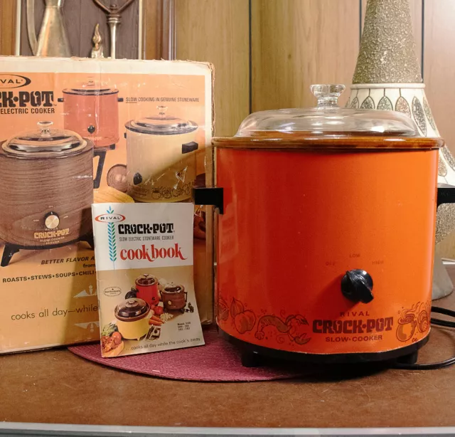 Vintage Rival 2 Qt Crockpot Casserole Slow Cooker 1970's Orange