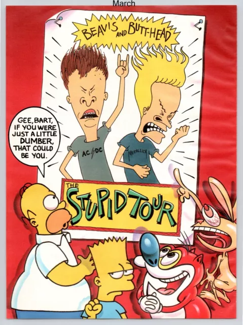 Beavis And Butt-Head The Stupid Tour Promo Vtg 1994 Full 3 Page Print Ad/Article