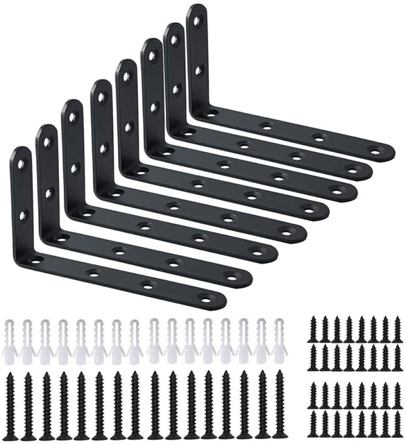 Corner Brace 8 Pcs Shelf Bracket Heavy Duty Black Steel L Corner Brace, Decorati