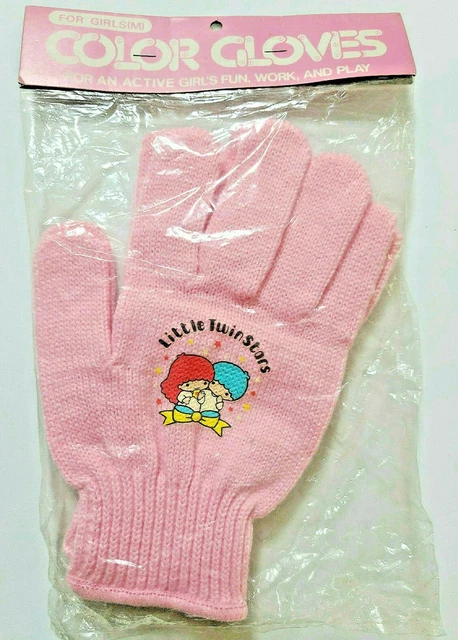 Little Twin Stas GLOVES Old SANRIO Logo 1976' Retro Pink Vintage Super Rare