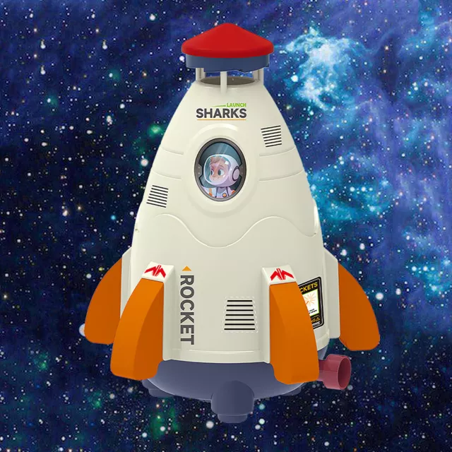 Space Rocket Sprinklers Rotating Water Powered Launcher Summer Fun Toys (White)