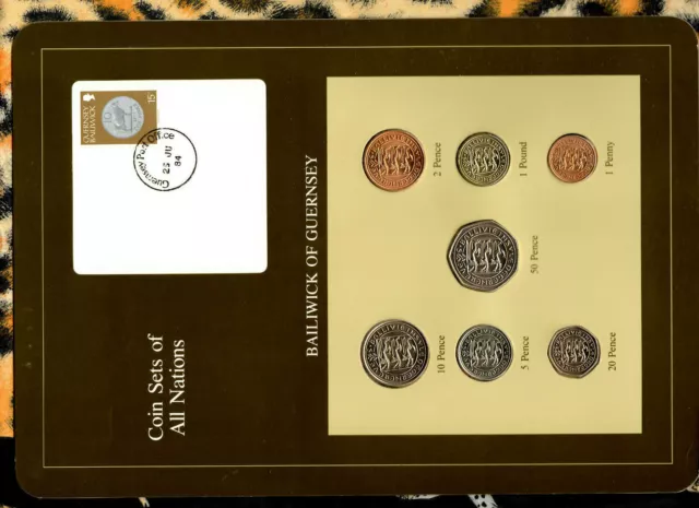 Coin Sets of All Nations Guernsey Brown 1979-1983 UNC £1 1981 Lily 25JU84