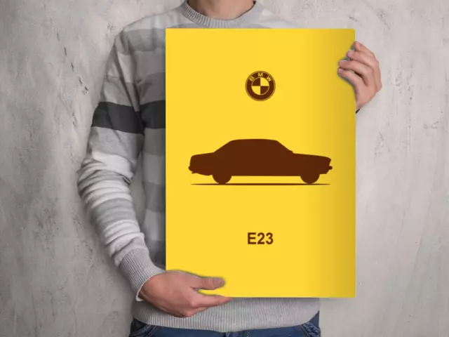 POSTER - BMW E23 7-Series - (A4 A3 A2 )  Car Silhouette