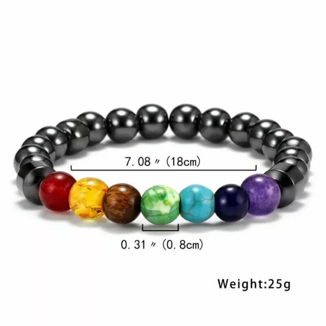 Weight Loss 7 Chakras Round Stone Magnetic Therapy Bracelet Health Pain Relief 2