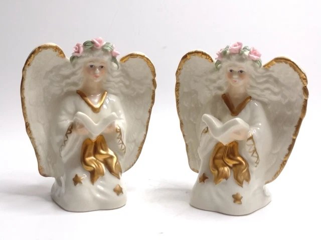 Holy Angels Kneeling With Books Shaped Candlestick Holders - 4½ Height