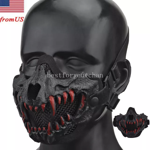 Tactical half Mask Airsoft Skull Half Face Halloween Tusk