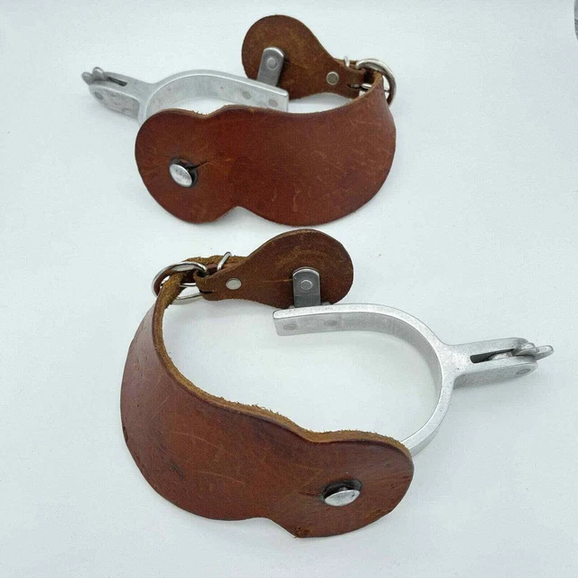 CROCKETT Spurs Leather Strap Vintage Old Cowboy Spurs
