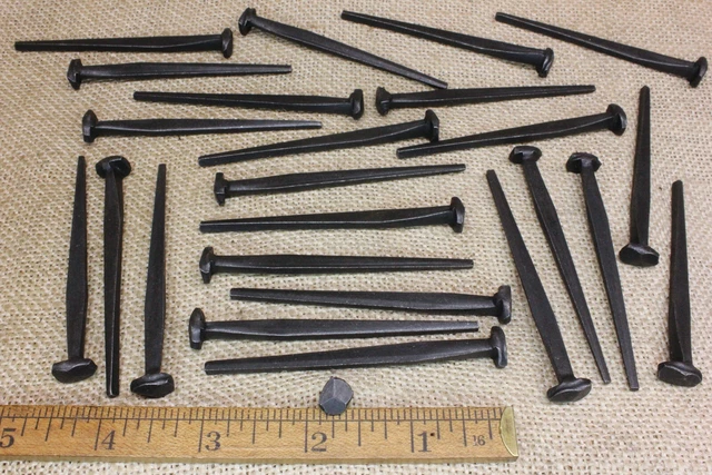 3" Rose Head 25 Square Nails Wrought Iron Vintage Spikes Antique Decorative Look