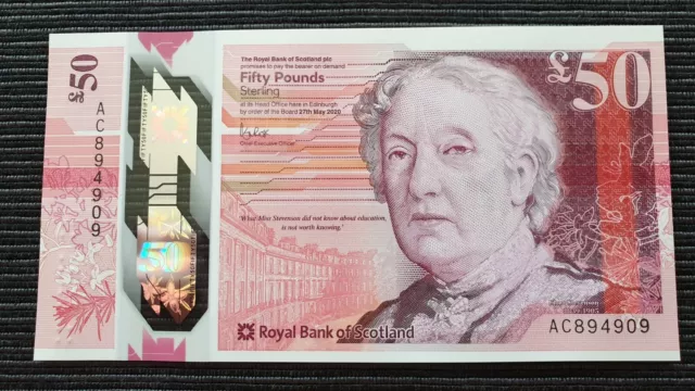 SCOTLAND £50 Pounds 2020 Royal Bank of Scotland UNC Polymer Banknote