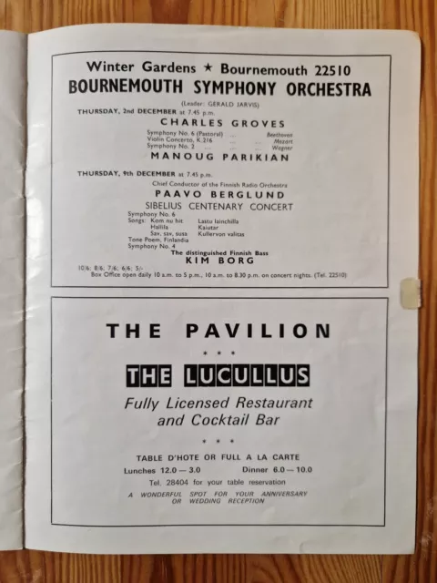 Vintage 1965 Bournemouth Pavilion Theatre Sadler's Wells Opera Orpheus in the Un 3