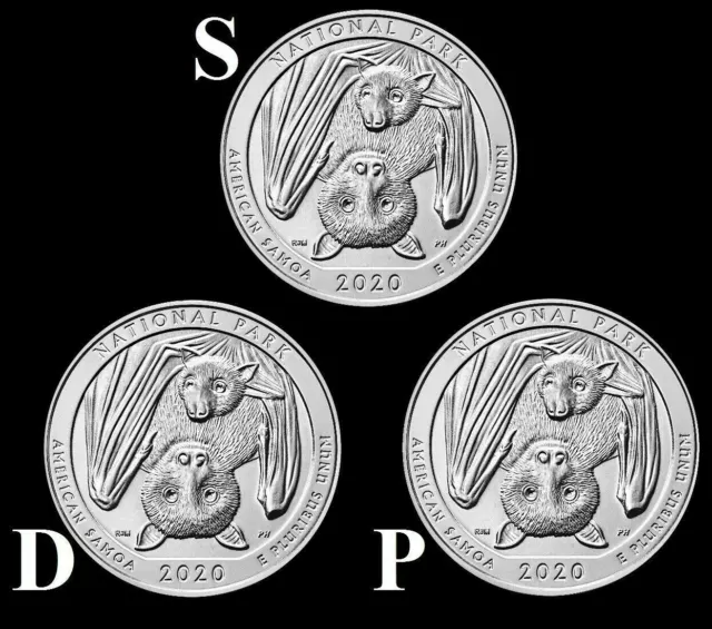 2020 P, D, S American Samoa National Park Quarters BU ATB 3 Coin SET US Mint