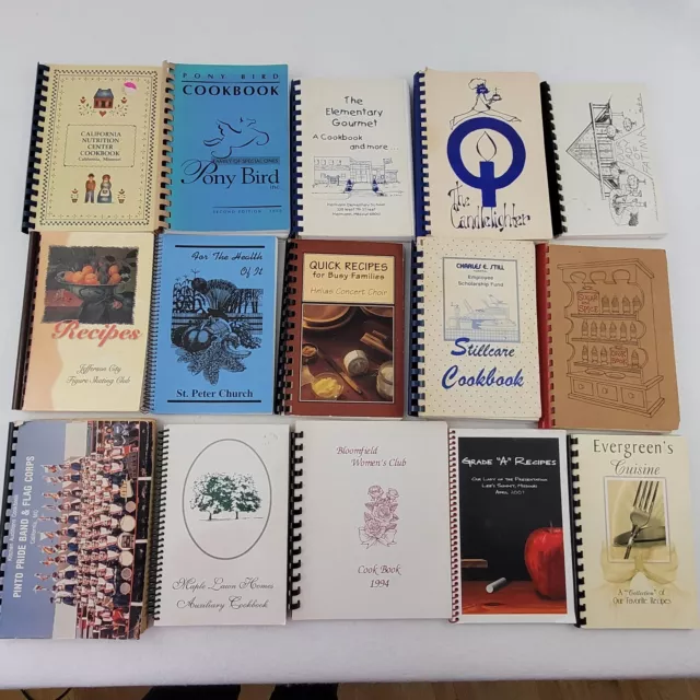 Church and Community Cookbook Lot of 15 Spiral Bound