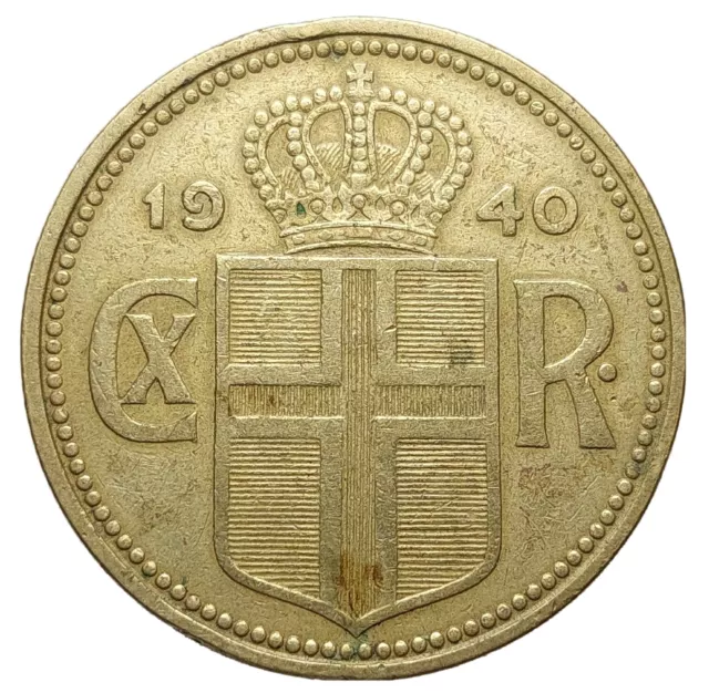 Iceland 2 Kronur 1940 Coin N52