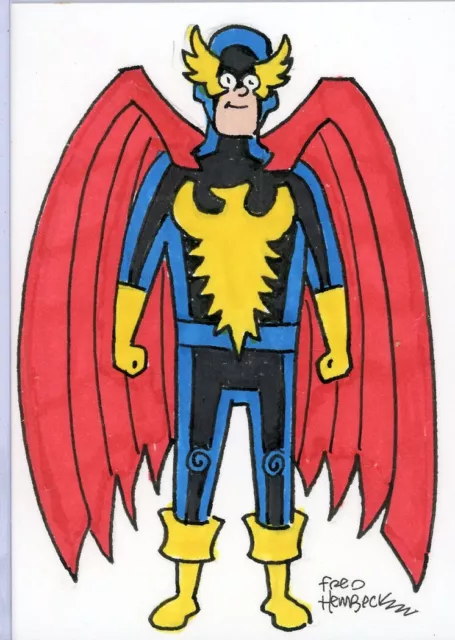 Fred Hembeck Sketch Card: Nighthawk, The Defenders (Marvel)