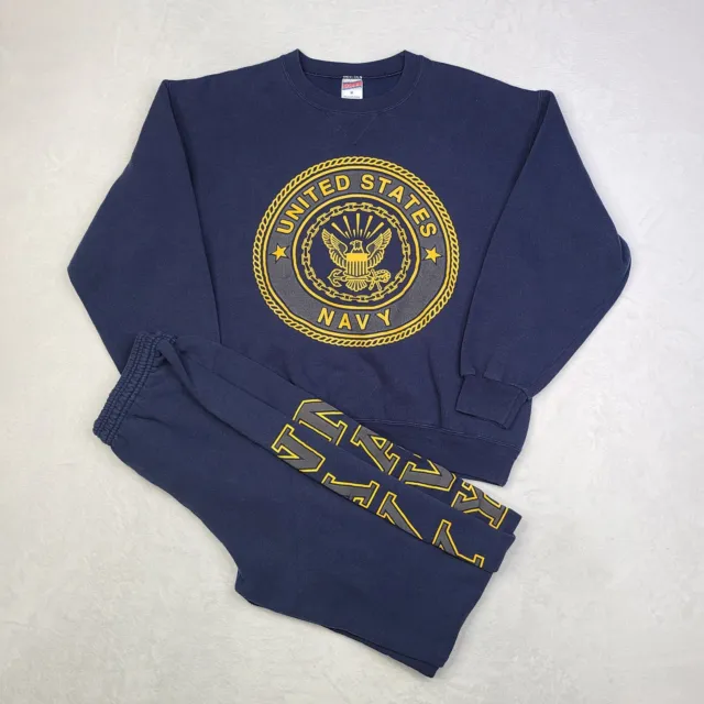 Vintage United States Navy Sweatshirt & Sweat Pants Suit Combo Medium Men's U.S