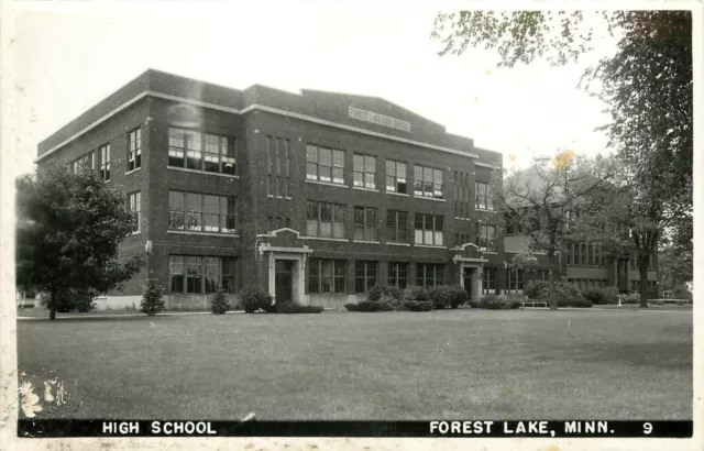 RPPC Postcard 9; High School, Forest Lake MN Washington County Unposted