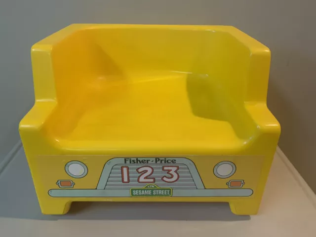 Vintage Fisher Price 1984 Sesame Street Booster Seat Yellow School Bus