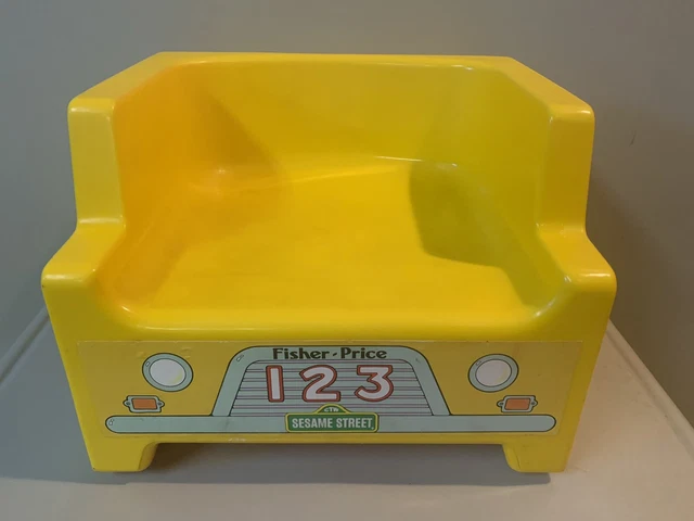 Vintage Fisher Price 1984 Sesame Street Booster Seat Yellow School Bus