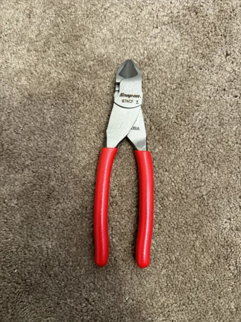 Snap On 87ACF Diagonal Cutters Pliers 7" Red Vinyl Grip - New