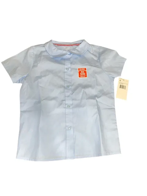 Girls 8 Lt Blue French Toast School Uniform Peter Pan Collar Short-Sleeve Shirt