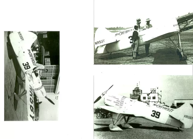 Set Of 3 - #21  B&W 4X6 Photographs - Racing Miss Chevrolet Airplanes & Aviation