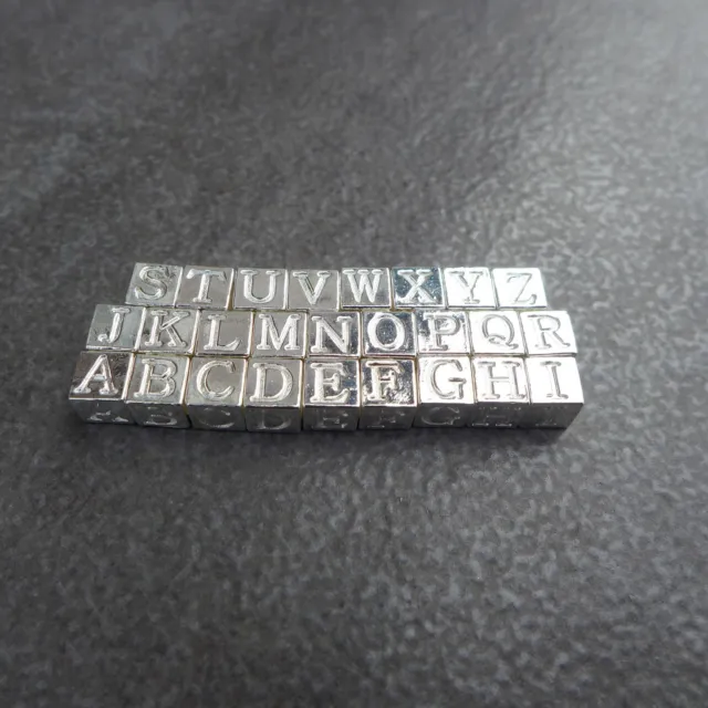 925 Sterling Silver,Alphabet initial Charm,Spacer,Bead,A~Z,DIY Jewelry Make