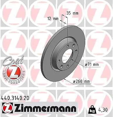 2x ZIMMERMANN Bremsscheibe 440.3140.20 für CITROËN OPEL PEUGEOT