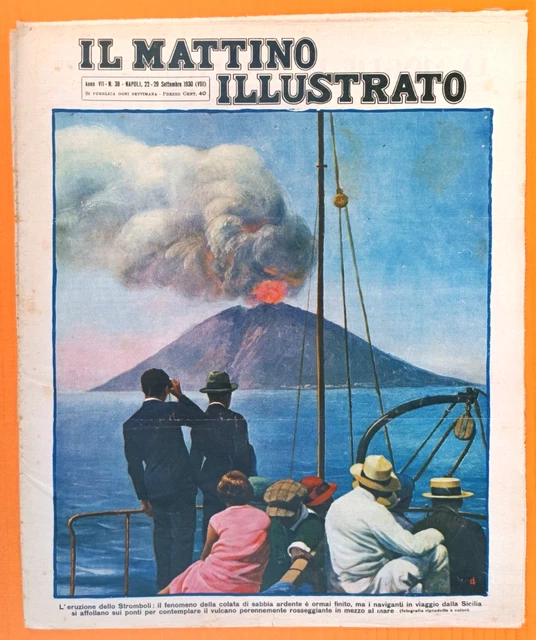 ERUZIONE DELLO STROMBOLI  da IL MATTINO ILLUSTRATO R@R@ RIVISTA PRIMI 900-12161