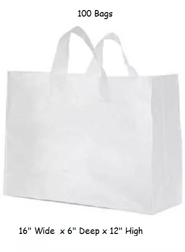 Bags Plastic Clear 100 Retail Merchandise Shopping Frosted Frosty 16 x 6 x 12" 3