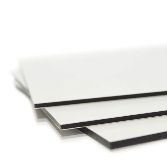Werbeschild Alu Verbundplatte Dibond weiß Plattenzuschnitt 100x70cm 2mm