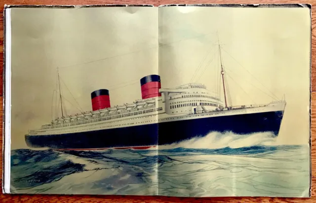 Oirginal 1938 Launch RMS QUEEN ELIZABETH Souvenir BOOK Photos LINER Ship POSTER