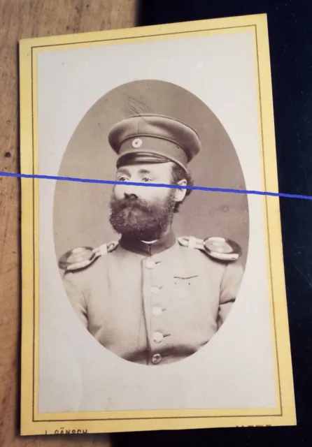 Hauptmann Hiller als Soldat Offizier mit Bart in Uniform - ca. 1870er CDV Metz