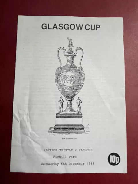 Glasgow Cup Final 1989/90 Partick Thistle v Rangers scottish football programmes