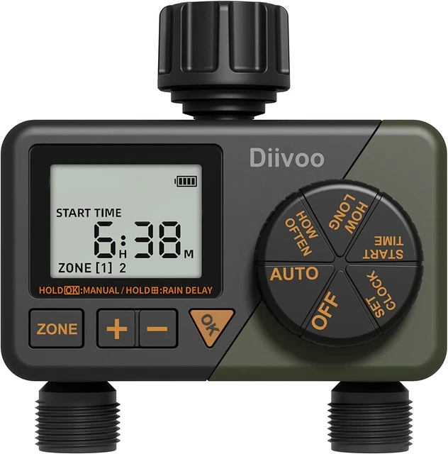 Timer Irrigazione 2 Vie, Diivoo Centralina Irrigazione per Irrigazione Automatic